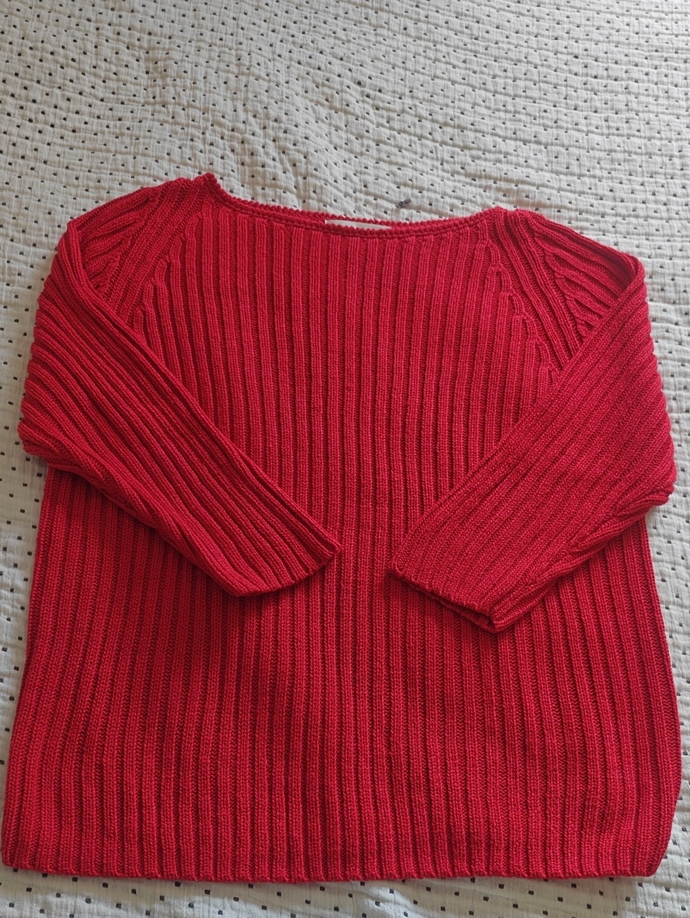 Women’s Red Ribbed Boatneck Sweater